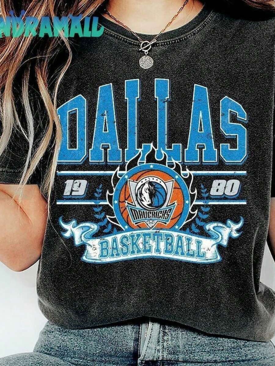 Dallas Mavericks Basketball Vintage 90s Sweatshirt, Gift For Mavericks Fans - 黑色 - 查看 1