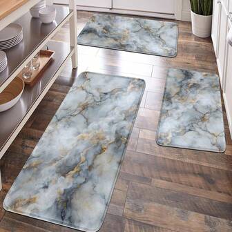 1pc Home Decor, Room Decor, Bathroom Decor, Bathroom Mat, Anti-Slip Bath Mat, Kitchen Decor, Kitchen Mat, Carpet, Bathroom Set, Doormat, Soft Plush Surface, Home Decoration, Anti-Fatigue Mat, Marble Printed Pattern Mat, Themed Decor, Soft & Comfortable Surface, Relax Feet, Relieve Fatigue