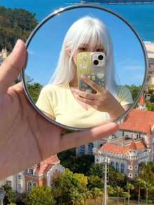 1个旅行自拍凸面镜，广角玻璃镜，小圆镜，可用于记录脚印，手持摄影道具，适合户外旅行摄影和家居装饰 - 彩色 - 查看 5