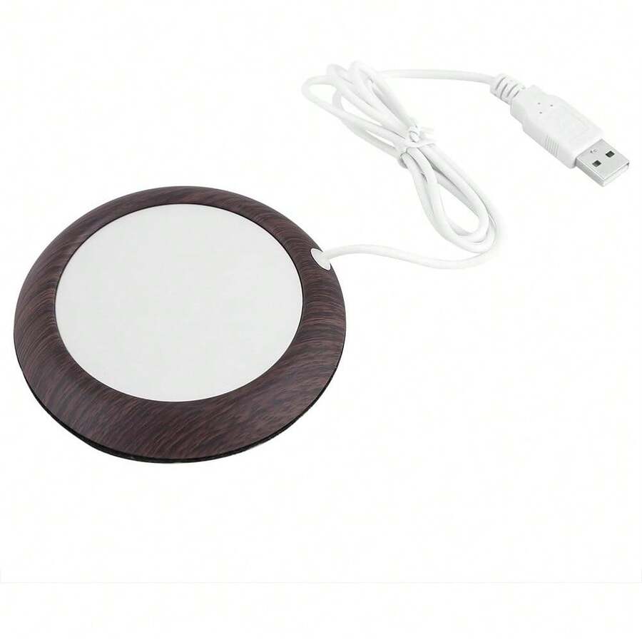 Creativo USB Aislamiento De Copa De Cereales Taza De Bebidas Térmicas Mat Calentador Oficina Té Leche Café Sentido Calentador Coaster ( Dark Wooden Grain ) - 1 - Ver 1