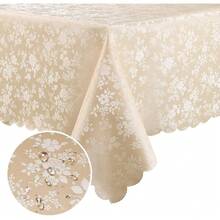 Smiry Rectangle Table Cloth, Waterproof Heavy Duty Vinyl Tablecloths, Wipeable Washable Table Cover For Kitchen And Dining Room (Beige, 60inch X 84inch) - Beige84inchx60inchRectangular - View 1