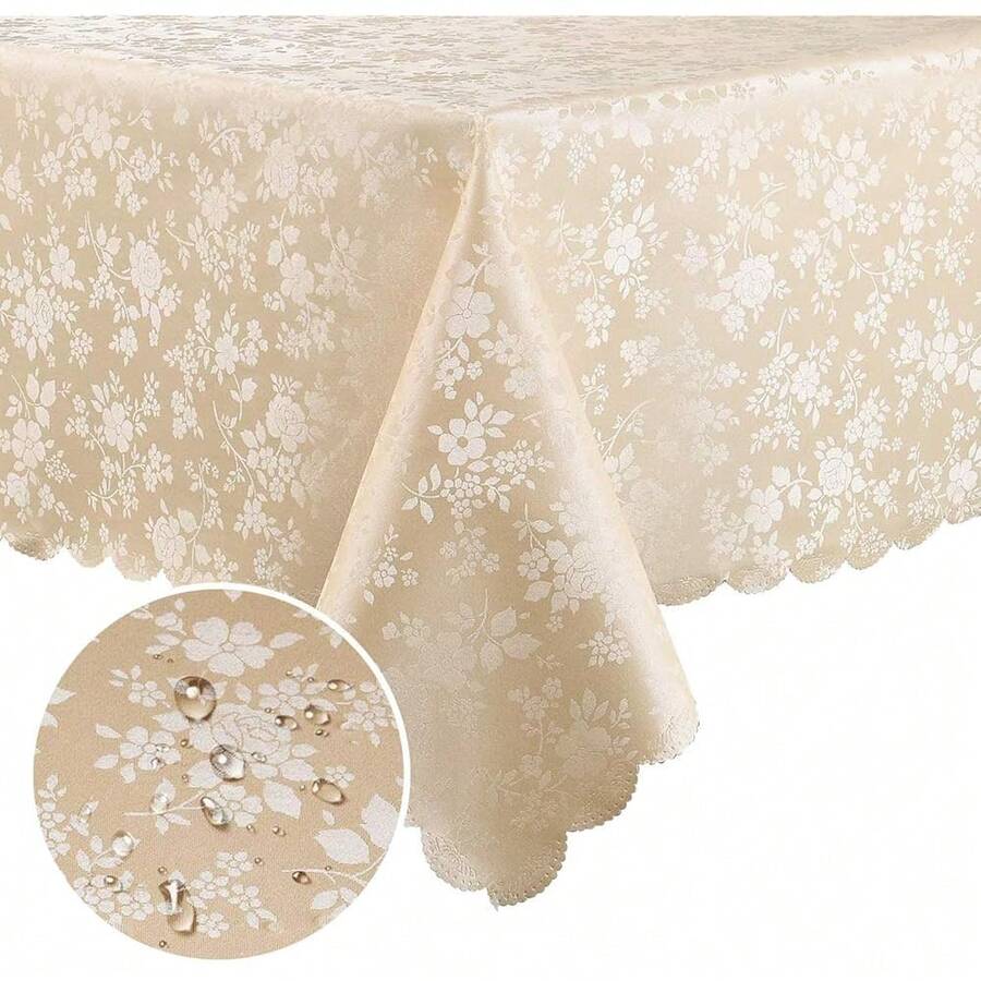 Smiry Rectangle Table Cloth, Waterproof Heavy Duty Vinyl Tablecloths, Wipeable Washable Table Cover For Kitchen And Dining Room (Beige, 60inch X 84inch) - Beige84inchx60inchRectangular - View 1
