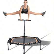 WELIKERA Trampolín Portátil y Plegable Trampolín Fitness de 48 Pulgadas con Mango Ajustable para Uso en Exteriores e Interiores Capacidad de Peso: 130 kg - Multicolor - Ver 1