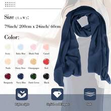 P Pothuiny Women Chiffon Sheer Shawl Wraps For Evening Dresses, 79inchx24inch Lightweight Soft Chiffon Scarfs Wedding Party Bridal,79inchx24inch,NavyBlue - 海軍藍 - 查看 8