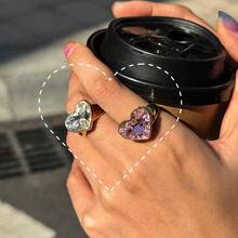 S SHOPBOHO 1枚大号水滴形水晶钻石戒指，立方氧化锆钻石结婚戒指，金色不锈钢首饰，情人节礼物 - 鑽戒 - 查看 14