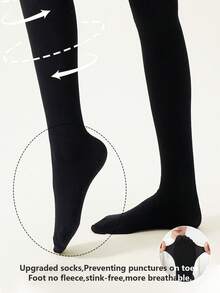 黑色保暖打底裤，高弹保暖裤，冬季无缝保暖紧身裤，男士连裤袜，高腰踩脚保暖裤，带保暖内衬，秋冬保暖裤，女士过膝袜，大码打底裤，长袜保暖裤，带保暖内衬保暖紧身裤，重量约80克/220克/320克或2.8盎司/7.7盎司/11.29盎司 - 黑色 - 查看 11