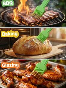 1 pensulă din silicon pentru ulei de copt (roz/albastru/verde), peri moi și rezistenți la căldură, potrivită pentru ungerea, spălarea ouălor, coacere, prăjire și prepararea ingredientelor ușoare. Fabricată din material siliconic, cu un recipient de ulei acoperit, un instrument practic pentru întinderea sosurilor și ungerea în bucătărie.