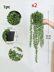 1/2 件人造悬挂植物，壁挂式花盆架装饰，适用于室内、室外、客厅架子、家居装饰、房间装饰、花园装饰、墙壁装饰 - 珍珠 - 查看 11