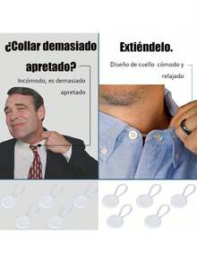 EstiloElásticos prémium para camisa de vestido, extensores de cuello, extensor de cuello invisible cómodo y premium, agrega 2,5 cm al instante, extensores de botones para camisas de vestir de hombreVersión mejorada - 10 artículos de plata - Ver 3