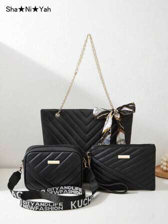 3pcs Women Bag Set - Tote Bag, Shoulder Bag, Clutch Wallet