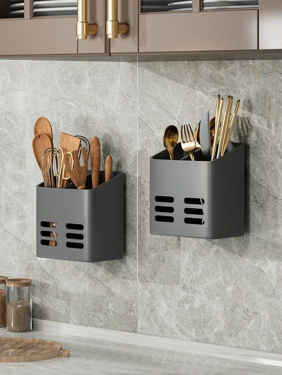 1/2 hộp đựng đồ nhà bếp, hộp đựng dụng cụ nhà bếp, hộp đựng đồ phòng tắm, hộp đựng điều khiển từ xa, hộp đựng mỹ phẩm treo tường, hộp đựng bàn chải đánh răng, sữa rửa mặt, dao cạo râu, kệ thoát nước phòng tắm, giá đựng đũa và thìa, ống đựng đồ không cần khoan, thích hợp cho nhà bếp, phòng tắm, nhà vệ sinh.