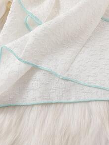 2pcs Baby Girls' Cute Ruffle Collar Ruffle Hem Long Sleeve T-Shirt Top With 3D Bow Button Design Skirt Outfit, Suitable For Daily Outings, Spring & Autumn - Mint Green - View 7