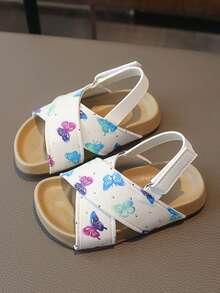 1 Pair Girls Open Toe Sandals, Soft Sole, Fashion, Korean Style, Princess, Student, Cute, Versatile, Baby Sandals, Summer - Beige - View 1