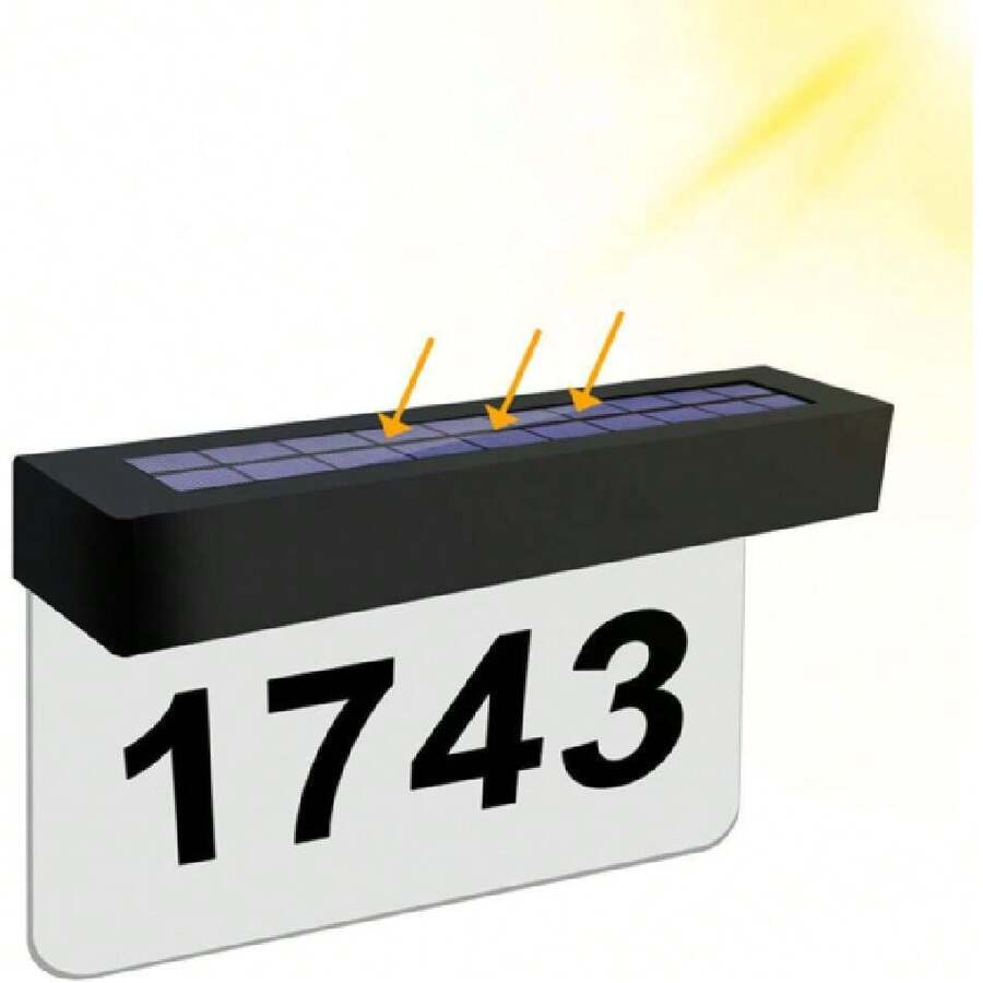 Señal de Dirección Solar, Números de Casa Solares con Doble Color de Luz, Diseño Impermeable IP65 para el Patio de la Casa,37268995 - Multicolor - Ver 1