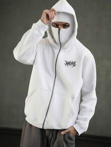 Women's Double-Layered Hooded Sweatshirt With Zipper Pockets For Social Anxiety Sufferers In Regular Length Autumn & Winter Clothing - trắng - Xem 1