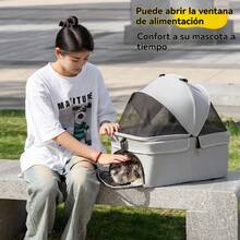 Cochecito plegable para mascotas con 4 ruedas y canasta de almacenamiento, marco de hierro duradero y malla de poliéster ventilada, manubrio ergonómico, diseño compacto plegable para perros y gatos, transportador para visitas al veterinario, compras y aventuras al aire libre, paneles de malla ventilada, construcción resistente, cochecito para perros grandes, medianos y pequeños, cochecito para auto