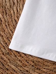 儿童/青少年经典简约白色长袖T恤，适合休闲、度假穿着，可搭配各种外套 - 白色 - 查看 8