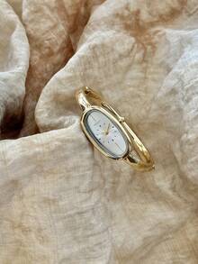 1pc Oval-Shaped Women's Quartz Watch, Elegant & Fashionable, Suitable For Daily Wear, Also Can Be A Birthday/Graduation Gift, Accessory For Casual Gatherings And Parties - Gold - View 8