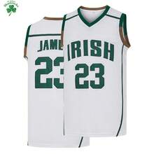MEAN MACHINE 男士23号爱尔兰·詹姆斯篮球球衣，来自俄亥俄州圣文森特和圣玛丽高中的拍卖会，字母刺绣训练比赛球衣，球迷礼物 - 白色 - 查看 1