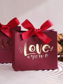 1/5/10pcs Set Heart Wing Foil Ribbon Gift Boxes, Valentine's Day Gift Bags, High Quality Paper, Suitable For Wedding Candy, Valentine's Chocolate, Preserved Flowers, Jewelry, Small Gifts, Party Favors, Romantic Holidays, Valentine's Day, Mother's Day And Other Occasions, Universal Gift Packaging - Multicolor - View 5