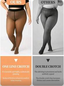 1双200克加大码保暖紧身裤，轻盈透气半透明保暖打底裤，单缝设计，户外加厚款，冬季舒适 - 咖啡棕 - 查看 3