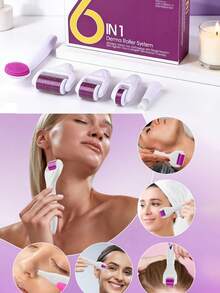 6-In-1 Titanium Microneedle Roller Set - Includes 300 & 720 Pcs 0.25mm Microneedle Rollers, 1200 Pcs 0.3mm Microneedle Rollers, And 5 Replaceable Roller Heads For Face And Body