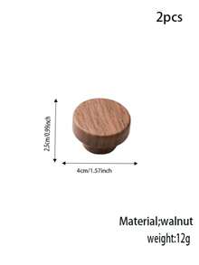 2pcs Black Walnut Wood Single Hole Drawer Pull Handles, Round Head Wooden Cabinet/Wardrobe/Kids Room Door Knobs With Screws - Beech Walnut - View 8