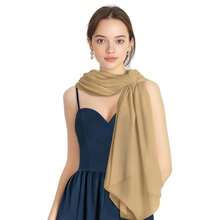 P Pothuiny Women Chiffon Sheer Shawl Wraps For Evening Dresses, 79inchx24inch Lightweight Soft Chiffon Scarfs Wedding Party Bridal,79inchx24inch,Camel - 駝色 - 查看 4