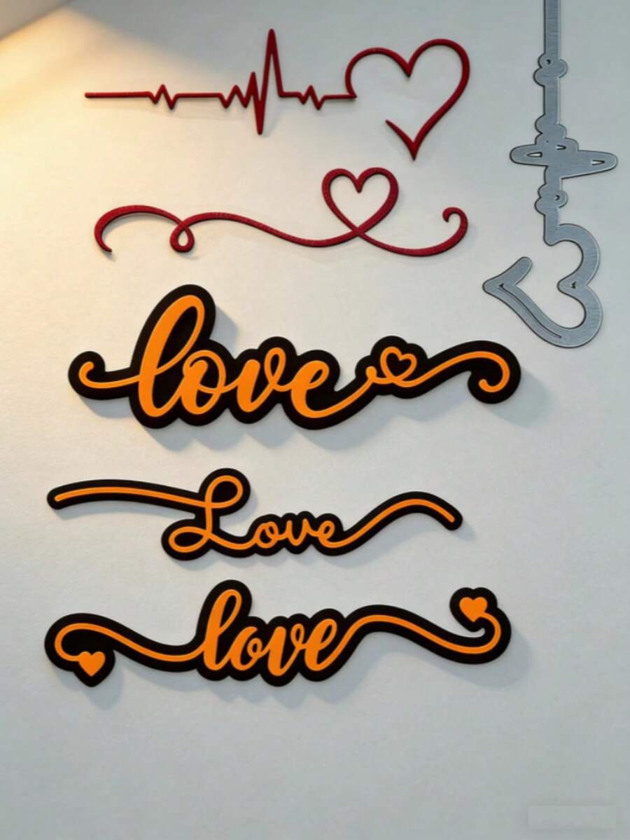 1PC Love Metal Cutting Dies, New Arrival Die Cuts, Embossing Stencils For DIY Crafting Scrapbooking Supplies, Template Mould, Photo Album Decorative Paper Die Cuts For Card Making, DIY Craft Decoration - Silver - View 1