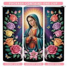 Virgin Mary Floral Stainless Steel Tumbler, Vacuum Insulated Travel Mug Keeps Cold 24H/Hot 12H. Religious Catholic Gift For Women Mom. Perfect For Church, Office, Car & Daily Hydration. - Purple - View 4