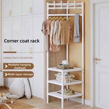 1pc Corner Clothes Rack, Floor Standing Bedroom Garment Hanger, Simple Lightweight Luxury Coat Rack, Triangular Wardrobe Organizer, Multi-Function Storage Shelf - Multicolor - View 4