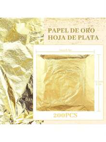 EstiloPaquete De 200 Hojas De Oro De 15 X 13.5 Cm - 24K, Papel De Oro Hoja De Plata Material De Arte Para Pintura, Manualidades, ArtesaníAs Doradas Y DecoracióN De MueblesVersióN Mejorada - Oro rosa - Ver 6