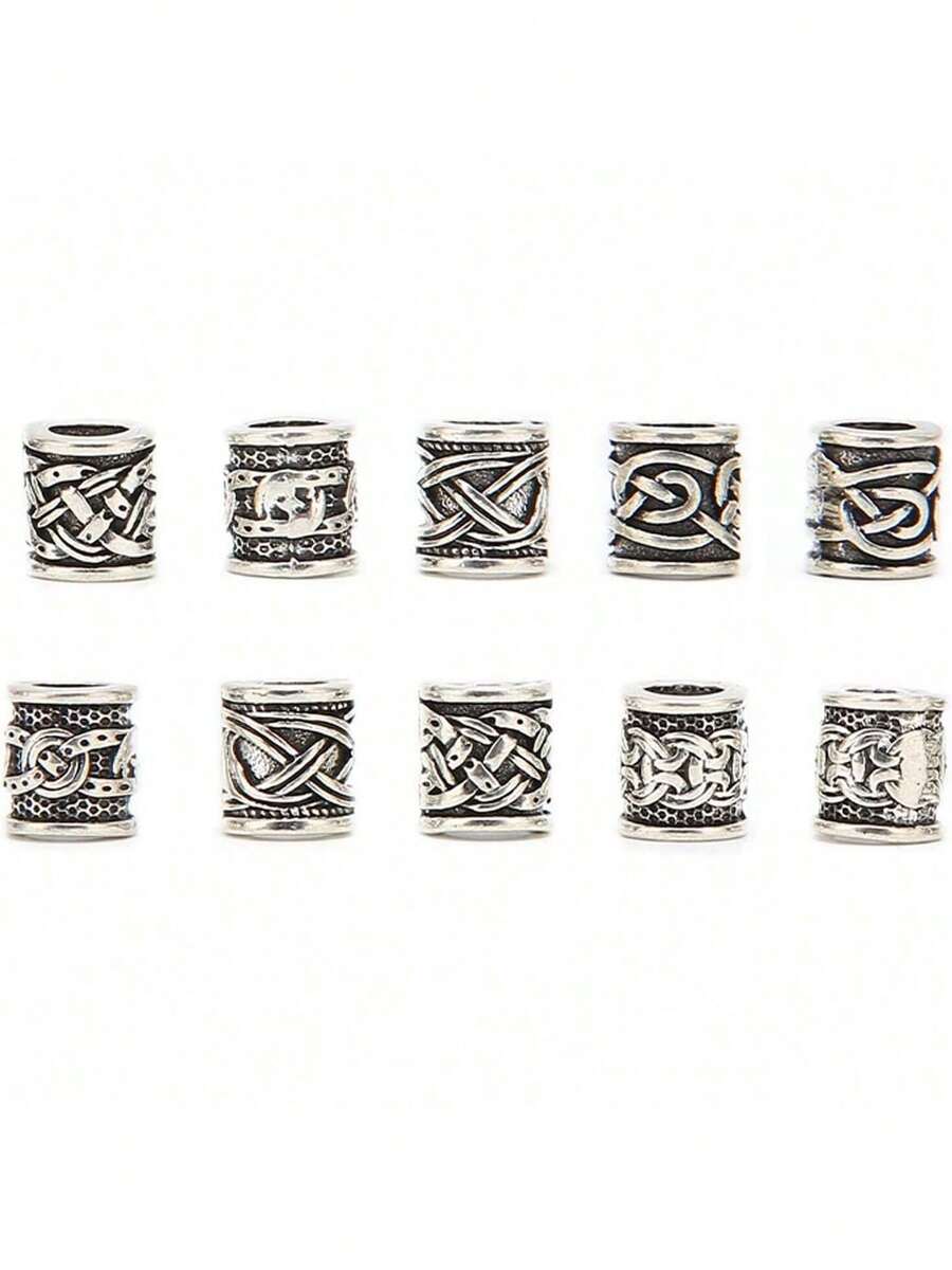 EstiloCuentas Vikingas Nórdicas para Cabello y Pulseras, 10 Piezas de Cuentas Trenzadas para Collares y ColgantesVersión mejorada - 1 - Ver 1