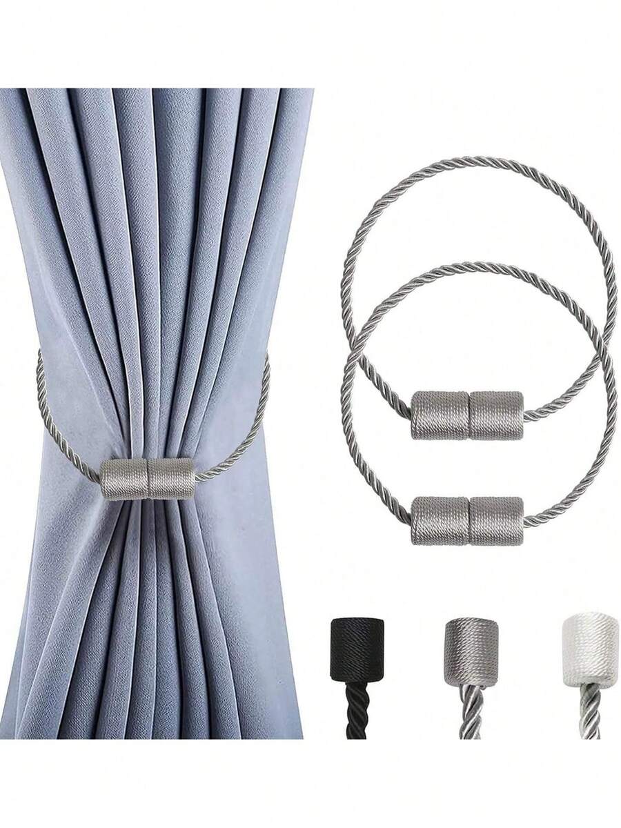 EstiloHOEXIUO AlzapañOs Para Cortinas, Sujetador De Cortinas Con CordóN Giratorio Grueso E ImáN, Adecuado Para Cortinas (Gris)VersióN Mejorada - gris - Ver 1