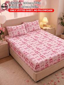 2/3pcs Valentine's Day Theme Pattern Fitted Sheet(No Inserts Included), Sweet And Girly Bedroom Decor, Love Valentine's Day Mattress Cover For Bed, Bed Sheet, Breathable And Anti-Pilling Mattress Protector, Bed Cover, Suitable For Full/Twin/Double/Queen/King Bed, Machine Washable, Home Decor, Room Decor, Bedroom Decor, Valentine's Day, Pink, OEKO-TEX - 彩色 - 查看 16
