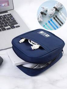 Multi-Function Travel Organizer Bag, USB Cable Organizer, Data Cable Storage Box, Essential Accessory For Travel, Back To School, Commuting, Earphone Case, Pen Pouch, Power Bank Travel Kit, Watch Band Bag, Unisex Makeup Bag - Multicolor - View 11