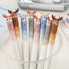 Dongmi's New Cute Pet Deer Push-Up Gel Pen, High-Value Appearance Cute And Funny Stress-Relieving Brush Pen, 0.5mm Quick-Drying Black Pen, Suitable For Students To Take Notes And Brush Questions - Black - View 2