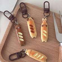 1pc Cute Cartoon French Bread Bear/Dog/Cat/Rabbit Shaped Keychain, Gift Bag Pendant,Key Chain Accessories For Women - Nhiều màu - Xem 2