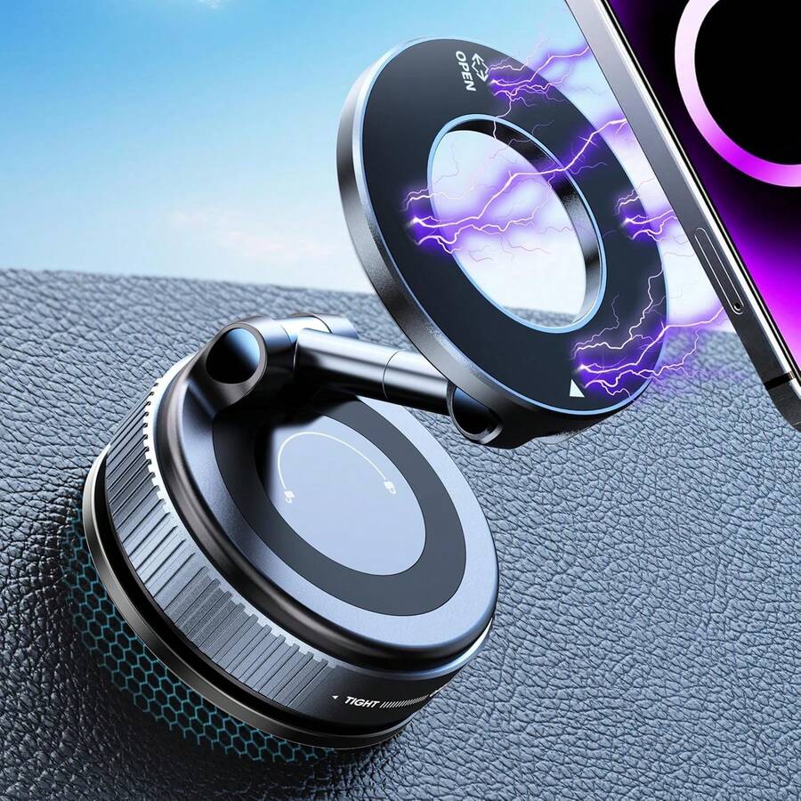 Upgraded 360° Nano Gel Vacuum Magnetic Phone Holder, Car Phone Holder , Suction Cup Phone Mount For Car/For 17 Pro Max,Retractable Hands-Free Suction Cup Phone Mount For Car/Gym/Mirror/Smooth Surface, Compatible With Android And All Smartphones