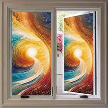 1 pieza Película de ventana de vidrio de colores, Adhesivo de vidrio con patrón de líneas único, Vinilo estático opaco para ventana, Removible para dormitorio, sala de estar, cocina, decoración del hogar - Multicolor - Ver 12