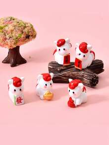 5个可爱迷你招财马树脂摆件，中国新年装饰品，树脂材质，适用于微缩景观装饰、家居和桌面摆设，也是寓意吉祥的礼物，DIY配件 - 彩色 - 查看 4