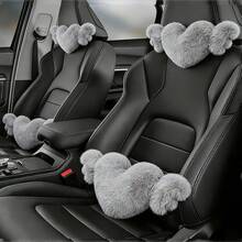 1 Headrest + 1 Lumbar Pillow, Plush Heart-Shaped Neck Pillow And Plush Lumbar Pillow, Car Seat Accessories - A - View 8