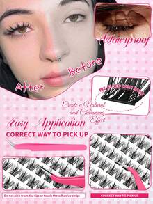 392pcs/28 Rows Cartoon Eyelash Clusters, Cartoon Eyelash Clusters, Anime Clusters, Eyelash Extension Clusters, Natural Makeup Eyelashes, Fairy Eyelash Clusters, Cartoon Individual Eyelashes, Suitable For Beginners - D - View 2