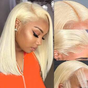 613 Blonde Color Bob Wigs 13x4 Lace Front Wigs Human Hair Pre Plucked Brazilian Remy Straight Short Bob Wigs For Women Pre-Plucked Natural Hairline