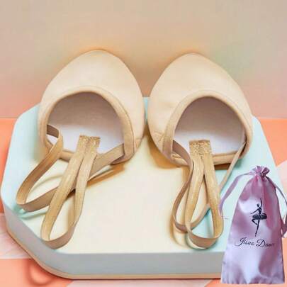 Set med balettskor med halv tå | Lämplig för balett-/magdans-/gymnastikövningar med halv tå, inkluderar premium dammtät förvaringspåse