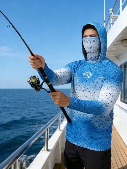 Sweat-shirt à capuche de pêche, chemise de voile, cache-cou d'été pour le surf, manches longues pour hommes, maillot de performance pour la pêche, hauts de plage, tenue d'escalade, équipement de pêche