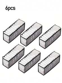 Hộp đựng đồ lót và tất gấp gọn (1 cái/3 cái/5 cái/9 cái) - 11 ngăn chia ngăn kéo, thích hợp để cất giữ trong tủ quần áo, hộp đựng đồ lót và tất dạng lưới đơn giản, dùng cho tủ quần áo gia đình. - Xám - Xem 16