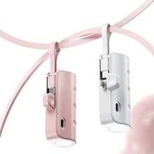 Mini 10000mAh 2-In-1 Portable Charger With Wireless Charging Compatible With IPhone/Type-C - 粉紅色的 - 查看 4