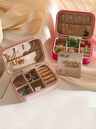 Portatile Scatola Portagioielli da Viaggio, Organizer per Collane, Orecchini, Anelli, Custodia in Pelle PU con Ampia Capacità