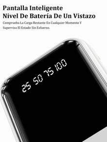 Mini Cargador Portátil Rápido de 20000Mah 5V2A, Cargador de Teléfono Multifuncional de Alta Capacidad, Cable Desmontable 4 en 1, Luces LED Ultra Brillantes, Batería Esencial para Viajes, Pantalla Inteligente Digital, USB-C - Blanco - Ver 5